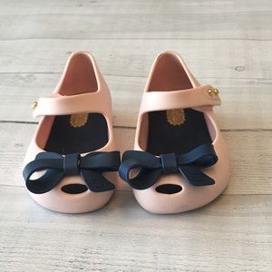 Mini Melissa Light Pink with Navy Bow